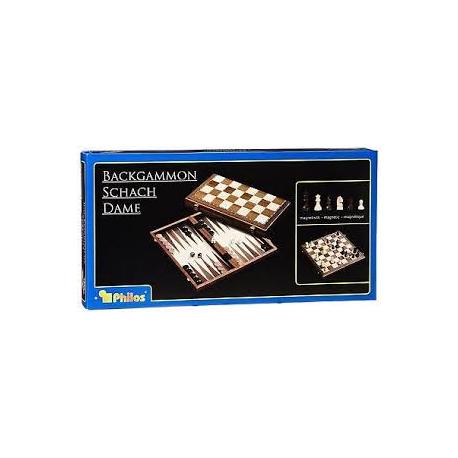 Schach-Backgammon-Dame magnetisch